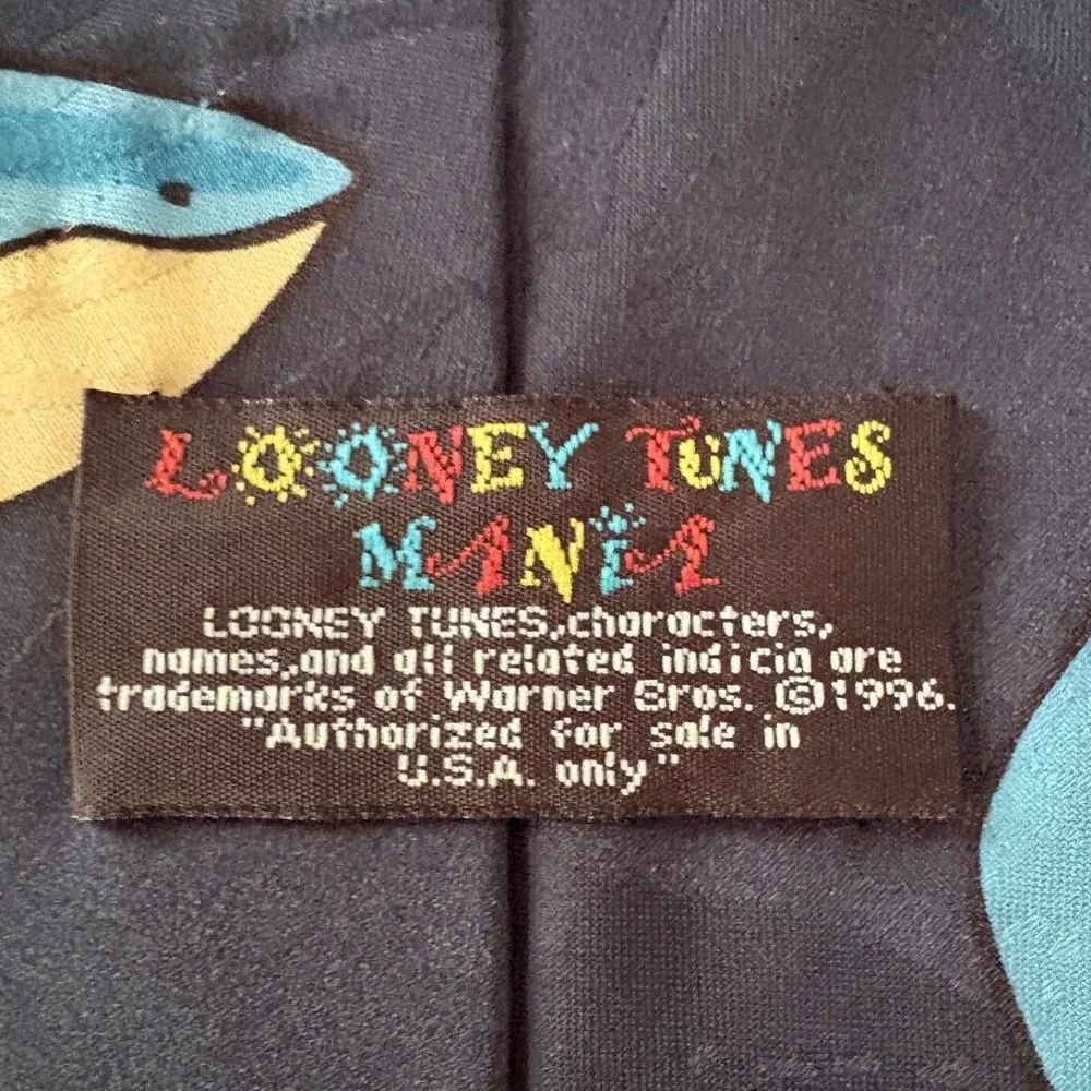 VTG 1996 Looney Tunes Tie Lot 2pc Taz Bugs‎ Bunny Football Fishing Novelty Ties